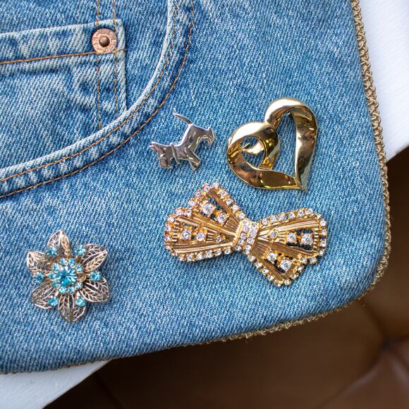 Mall Bag Jean Crossbody Bag With Vintage Brochets - Picture 2 of 6